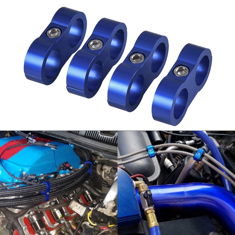 SYKRSS 10AN Hose Separator Clamp Fuel line Mounting Clamps Aluminum Hose Fitting Adapter for 5/8 Fuel Hose, Oil Line, Brake Line, Water Pipe and Gas Line 4Pcs Blue - Image 4